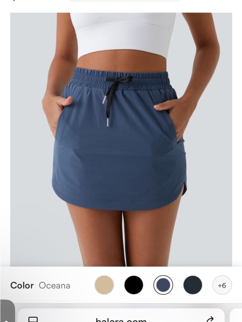 High Waisted Drawstring Pocket 2-in-1 Curved Hem Mini Golf Skirt
